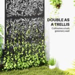 Decorative Privacy Fence Screen, Metal Outdoor Privacy Screen Climbing Plant Trellis with Stand, Bamboo Black - Image 4