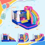 Inflatable Water Slide Bounce House with Trampoline, Climbing Wall, Water Cannon, Basketball Hoop, Splash Pool, 450W Blower, Unicorn Themed Bouncy House for Kids 3-8 Years Old - Image 3