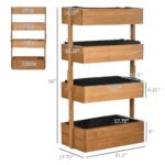 Vertical 4 Tier Raised Garden Bed, Wooden Planter Box, Self-Draining with Bed Liner for Indoor Outdoor Flowers, Vegetables and Herbs, Orange - Image 3