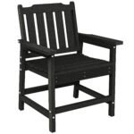 All-Weather Patio Chair, HDPE Patio Dining Chair, Heavy Duty Wood-Like Outdoor Furniture for Garden, Backyard, Deck, Porch, Lawn, Black