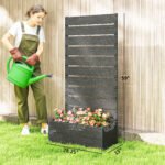 Trellis Planter for Climbing Plants, Raised Garden Bed with Trellis, Planter Box for Outdoor, 28.25" x 15" x 59", Gray - Image 3
