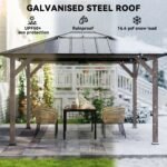 10' x 12' Hardtop Gazebo with Galvanized Steel Roof, UPF50+ Wood Permanent Pavilion with Clear Roof Top, Light Walnut - Image 4