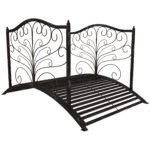 4’ Metal Arch Backyard Garden Bridge with Safety Siderails, Delicate Scrollwork, & Easy Assembly, Black Bronze
