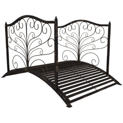 4’ Metal Arch Backyard Garden Bridge with Safety Siderails