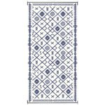 Reversible Outdoor Rug, Waterproof Plastic Straw with Carry Bag, 9' x 18', Blue & White Rhombus
