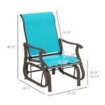 Outdoor Glider Chair Patio Glider Swing Chair with Mesh Seat, Steel Frame for Backyard, Garden, Porch, Blue - Image 3