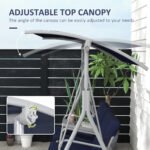 2-Seater Outdoor Porch Swing with Canopy and Table, Patio Swing Chair for Garden, Poolside, Backyard, Dark Blue - Image 4