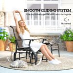 Outdoor Glider with Ottoman, Patio Glider Chair Set with High Back, Wide Seat for Porch, Garden, Backyard, Brown - Image 4