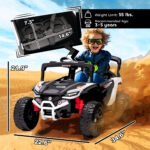 12V Kids Ride On Truck, Battery Powered Electric UTV Vehicle with Rear Suspension, Remote Control for 3-5 Years - Image 3