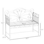 43" Garden Bench, Outdoor Patio Bench with Armrests, Metal Porch Bench for Backyard, Poolside, Lawn, Cream White - Image 3