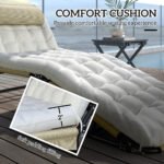 Folding Chaise Lounge Pool Chair with 4-level Reclining Back, Cushion, Side Pocket, Headrest, Beige - Image 7
