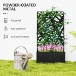 Metal Planter Box Raised Garden Bed with Decorative Privacy Screen, Wall-mounted or Freestanding, 24" x 9.1" x 44.5" - Image 6