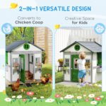 Wooden Playhouse for Kids Outdoor with Doors, Windows, Planter Pots and Boxes for Toddlers 3-8 Years, White - Image 5