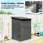 Small Metal Garden Shed, 3.3' x 3.4', Galvanized Steel, Lockable Tool Shed for Patio, Backyard, Lawn, Dark Gray - Image 6