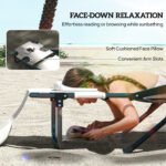 Folding Lounge Chair w/ Reclining Back, Cream White - Image 4
