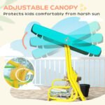 Kids Porch Swing, 2-Seater Patio Swing Bench with Safety Belts, Adjustable Canopy for Backyard, Garden, Green - Image 4