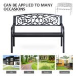 50" 2-Person Garden Bench Loveseat with Cast Iron Decorative Welcome Vines, Outdoor Patio Bench for Backyard, Porch, Entryway - Image 6