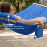 Outdoor Hammock 2-Person, with Pillow & Pad, 440 lbs Capacity, Navy Blue - Image 7