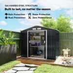 7'x4' Metal Outdoor Shed Organizer & Garden Storage with 4 Vents for Airflow & 2 Easy Sliding Doors - Dark Gray - Image 4