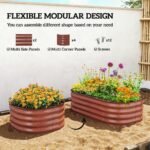 3.4' x 2' x 1' Galvanized Raised Garden Bed Kit, Metal Planter Box with Safety Edging, Brown - Image 4
