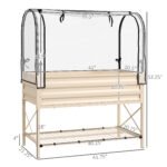Raised Garden Bed with Legs and Cover, Metal Elevated Planter Box with Bottom Shelf and Liner for Vegetables, Cream - Image 3