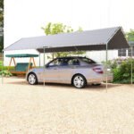 9.6' x 19.5' Carport Heavy Duty Galvanized Car Canopy w/ Included Anchor Kit, 3 Reinforced Steel Cables, Gray - Image 2