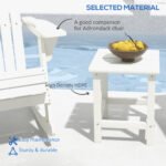 Adirondack Side Table, Square Patio End Table, Weather Resistant 15" Outdoor HDPE Table for Porch, Pool, Balcony, White - Image 4