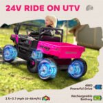 24V 4WD Kids Ride On Car with 6 Wheels Electric Ride On Car with Dump Bed, Remote for 3-8 Years, Pink - Image 4