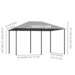 10' x 13' Outdoor Patio Gazebo, Canopy Shelter with 6 Removable Sidewalls & Steel Frame for Garden, Lawn, Backyard & Deck, Gray - Image 3