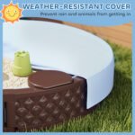 47" Round Kids Sandbox with Cover, 3 Seats, Waterproof Bottom Liner, for Backyard, Lawn, Garden, Beach, Patio, Brown - Image 6