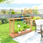 Wooden Planter Box with Trellis, Hanging Roof and Drainage Holes for Climbing Plants, Vegetables, Herbs and Flowers - Image 8