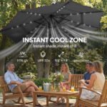 9.7 ft Outdoor Patio Umbrella with Solar LED Lights, 3 Tier Outdoor Table Umbrella with Tilt, Crank - Image 6