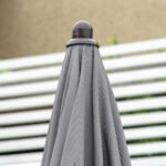 6 Piece Patio Dining Set for 4 with Umbrella, with 4 Folding Dining Chairs & Round Glass Table for Garden, Gray - Image 8