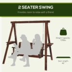 2-Seat Outdoor Swing Chair with Stand and Side Tables for Garden, Poolside, Backyard, Carbonized - Image 4
