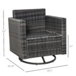 Outdoor Swivel Rocker, PE Wicker Dining Chair, 360 Degree Swivel Patio Glider with Cushions for Backyard, Lawn, Garden, Deck, Porch, Steel Frame, Cream White - Image 3