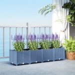 Plastic Raised Garden Bed, 5 x 1 x 1 ft Outdoor Flower Box with Drainage Holes for Vegetables, Herbs, Blue - Image 2