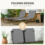 2 Pieces Pool Chaise Lounge Chairs, Folding Lounge Chairs with 5-Level Reclining Back, Steel Frame, Dark Gray - Image 5