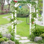 85" Wooden Garden Arbor for Wedding and Ceremony, Outdoor Garden Arch Trellis for Climbing Vines - White - Image 2