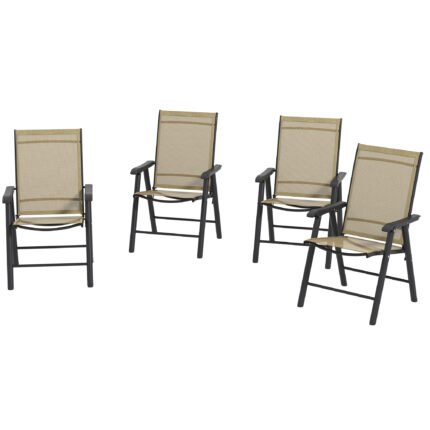 Set of 4 Outdoor Folding Chairs with Stackable Patio Dining Chairs