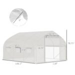 11.5' x 10' x 6.5' Walk-in Tunnel Greenhouse, Green House with Zippered Mesh Door, 7 Mesh Windows & Roll-up Sidewalls, Upgraded Gardening Plant Hot House with Galvanized Steel Hoops, White - Image 3