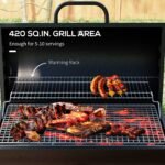 Barrel Charcoal BBQ Grill, Barbecue with 420 sq.in. Cooking Area, Wheels, Ash Catcher, Black - Image 4