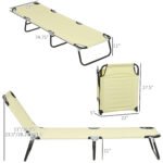 2 Piece Folding Chaise Lounge Pool Chairs, Outdoor Sun Tanning Chairs , Steel Frame for Beach, Yard, Patio, Beige - Image 3