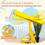 Kids Patio Swing Chair with Adjustable Canopy, Safety Belt for Patio, Garden, Poolside, Balcony, Yellow - Image 5