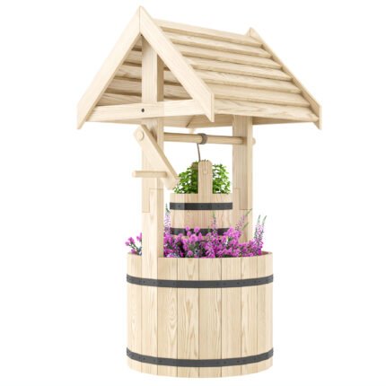 Wood Wishing Well with Outside