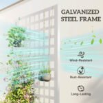 Galvanized Raised Garden Bed Planter Box with Trellis for Climbing Plants, Vegetable, Vines, 35" x 16" x 70", White - Image 4