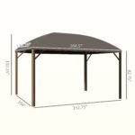 10' x 14' Hardtop Gazebo with Curtains, Netting, Pavilion with Steel Roof Ceiling Hook for Garden Patio, Brown - Image 3