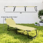 Folding Chaise Lounge Pool Chairs, Outdoor Sun Tanning Chairs with 5-Level Reclining Back, Steel Frame for Beach, Yard, Patio, Beige - Image 3