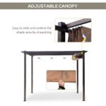 10' x 10' Outdoor Pergola Aluminum Gazebo w/ Retractable Canopy for Patio, Backyard, Party, Brown - Image 5