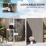 8 x 4ft Outdoor Garden Shed, Metal Shed with Air Vents and Lock for Backyard, Garden, Patio, Warm Gray - Image 7