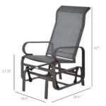 Outdoor Patio Glider Rocker, Metal High-Back Chair for Outdoor Use - Gray - Image 3